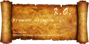 Kremser Olimpia névjegykártya